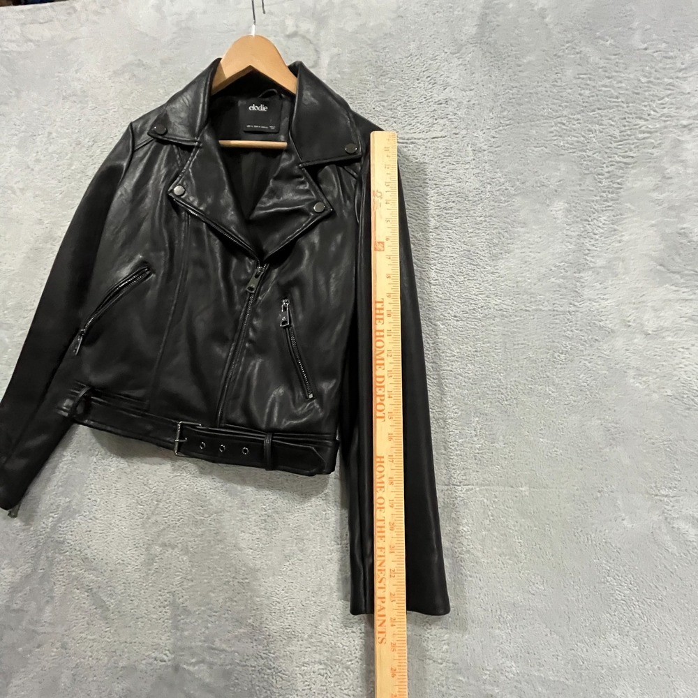 ELODIE Jacket Womens Medium Black Faux Leather Moto‎ Biker Grunge Goth - Picture 7 of 9